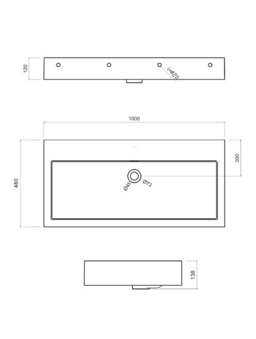 StoneArt Solid Surface Wastafel LP4510ZK (zonder kraangat)