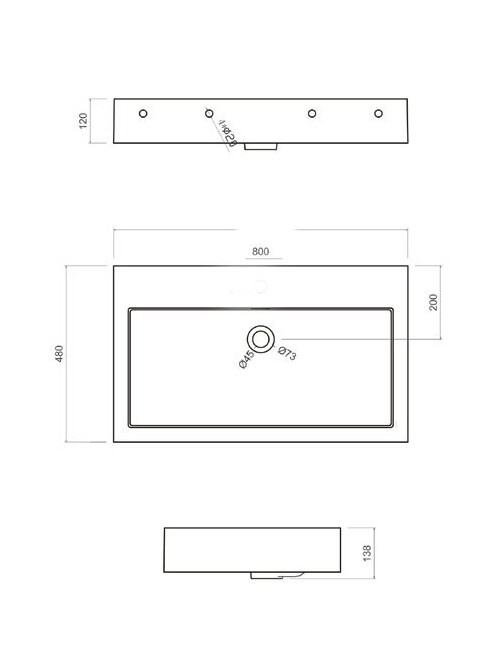 StoneArt Solid Surface Wastafel LP4508ZK (zonder kraangat)