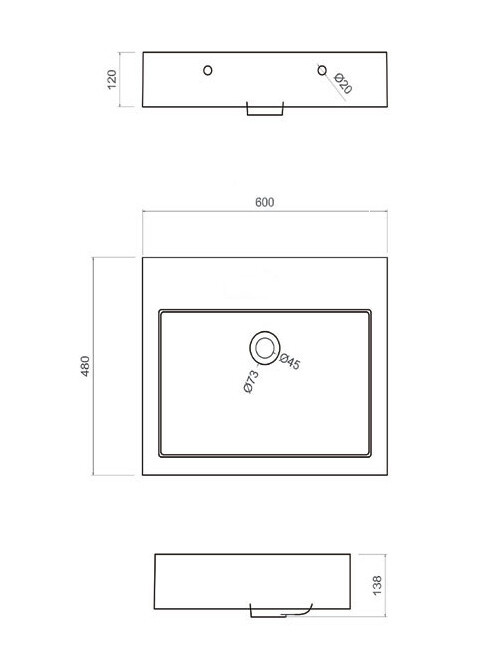 StoneArt Solid Surface Wastafel LP4506ZK (zonder kraangat)