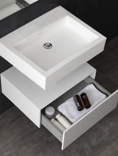 Wastafel Set LP4506 Zonder Kraangat Solid Surface 60 centimeter