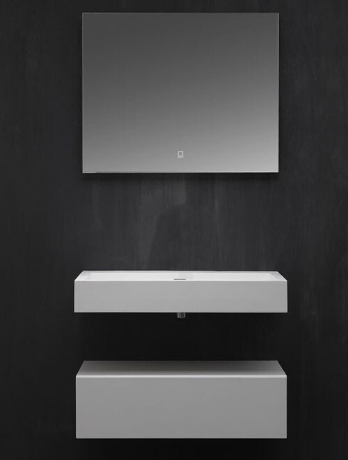 Wastafel Set LP4508 Zonder Kraangat Solid Surface 80 centimeter