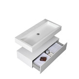 Wastafel Set LP4510 Zonder Kraangat Solid Surface 100 centimeter