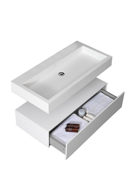 Wastafel Set LP4510 Zonder Kraangat Solid Surface 100 centimeter