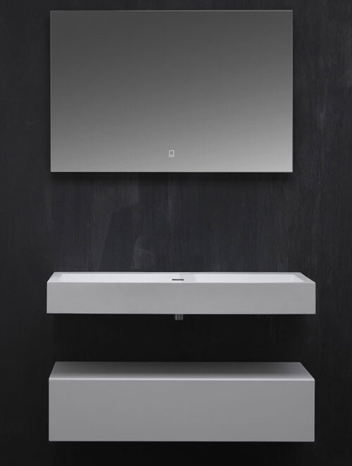 Wastafel Set LP4510 Zonder Kraangat Solid Surface 100 centimeter