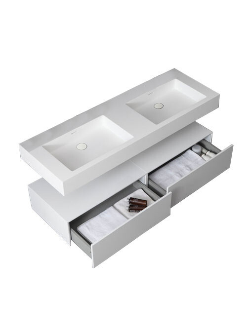 Wastafel Set LP4514 Zonder Kraangat Solid Surface 140 centimeter