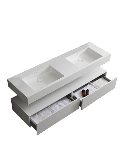 Wastafel Set LP4516 Zonder Kraangat Solid Surface 160 centimeter