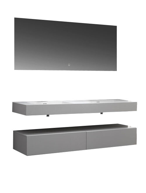 Wastafel Set LP4516 Zonder Kraangat Solid Surface 160 centimeter