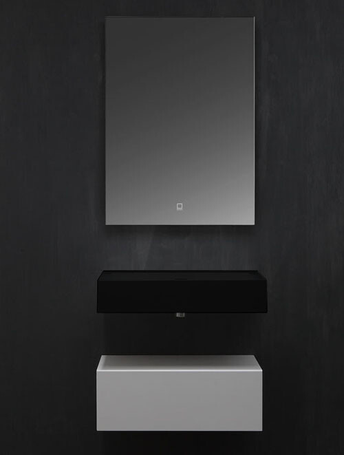 Wastafel Set LP4506 Zwart Zonder Kraangat Solid Surface 60 centimeter