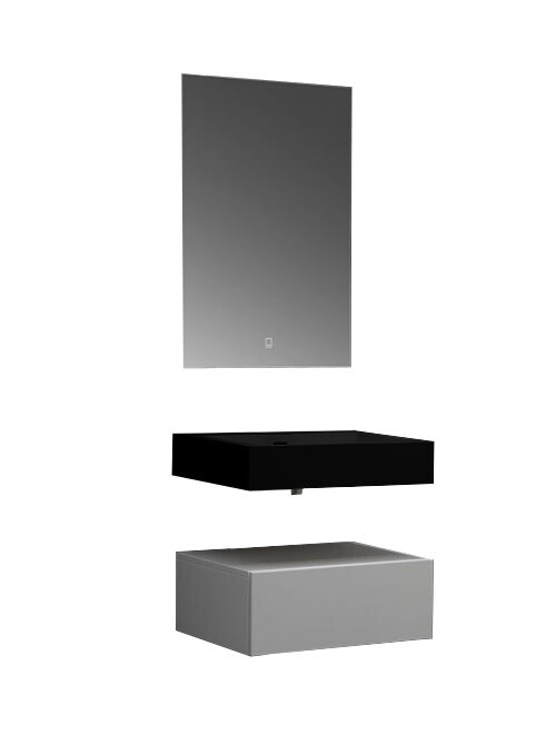 Wastafel Set LP4506 Zwart Zonder Kraangat Solid Surface 60 centimeter