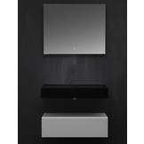 Wastafel Set LP4508 Zwart Zonder Kraangat Solid Surface 80 centimeter