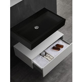 Wastafel Set LP4508 Zwart Zonder Kraangat Solid Surface 80 centimeter