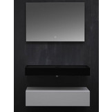 Wastafel Set LP4510 Zwart Zonder Kraangat Solid Surface 100 centimeter