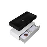 Wastafel Set LP4510 Zwart Zonder Kraangat Solid Surface 100 centimeter