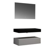 Wastafel Set LP4510 Zwart Zonder Kraangat Solid Surface 100 centimeter