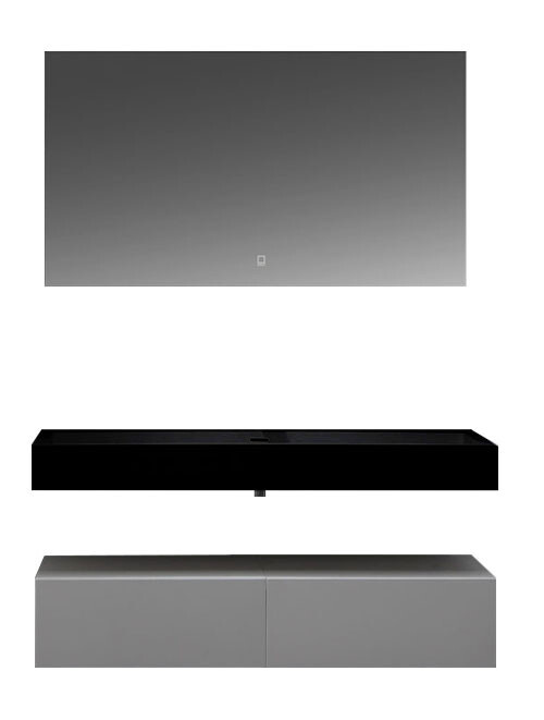 Wastafel Set LP4512 Zwart Zonder Kraangat Solid Surface 120 centimeter