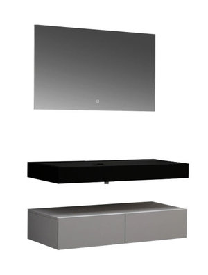 Wastafel Set LP4512 Zwart Zonder Kraangat Solid Surface 120 centimeter