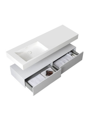 Wastafel Set LP4514L Zonder Kraangat Solid Surface 140 centimeter