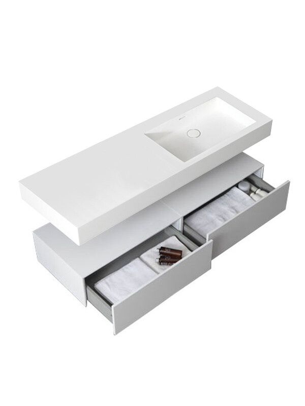 Wastafel Set LP4514R Zonder Kraangat Solid Surface 140 centimeter