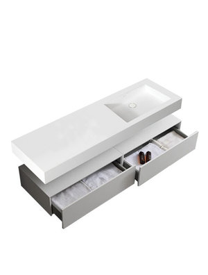 Wastafel Set LP4516R Zonder Kraangat Solid Surface 160 centimeter