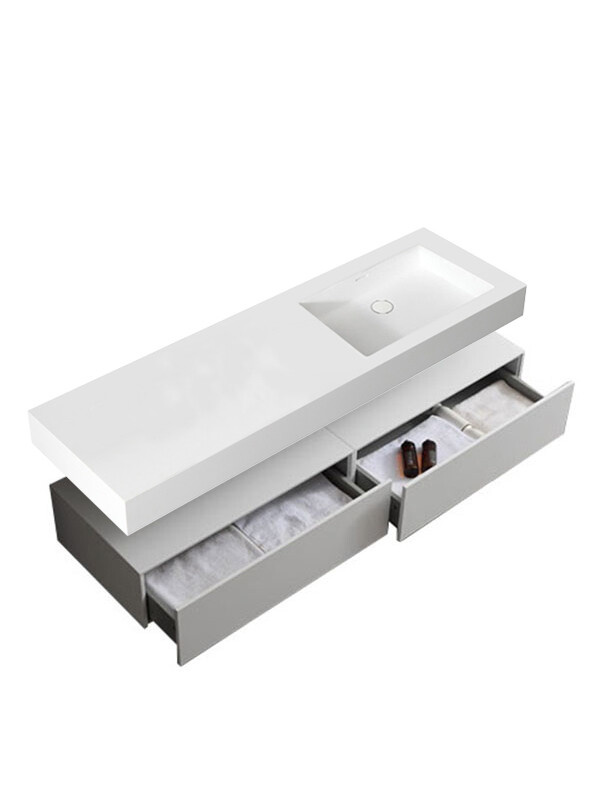 Wastafel Set LP4516R Zonder Kraangat Solid Surface 160 centimeter