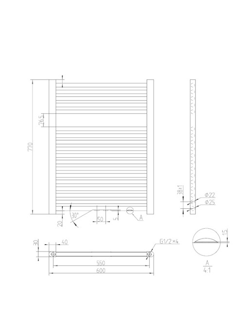 Designradiator Antro D7 Mat (inclusief bevestigingsmaterialen)