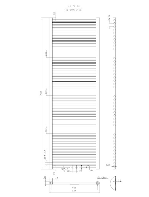 Designradiator Antro D18 Mat (inclusief bevestigingsmaterialen)