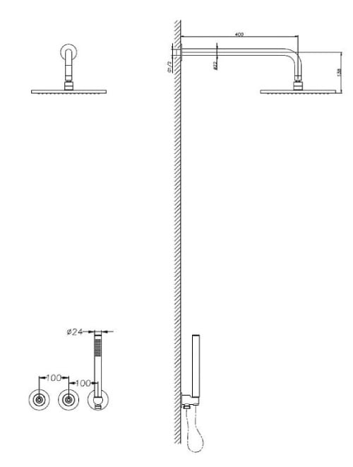 StoneArt Inbouw doucheset Dolce Zwart