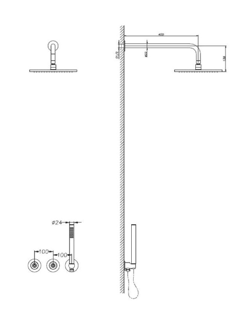 StoneArt Inbouw doucheset Dolce Chroom