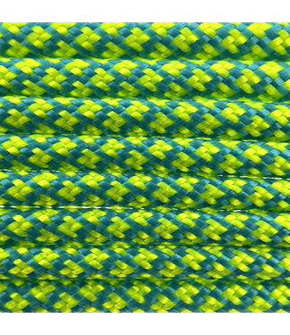 123Paracord Paracorde 550 type III Ultra neon Jaune / Fonce Cyan Diamond