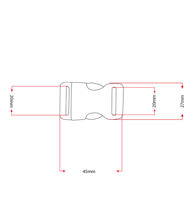 Plastique Boucle 20MM Rouge