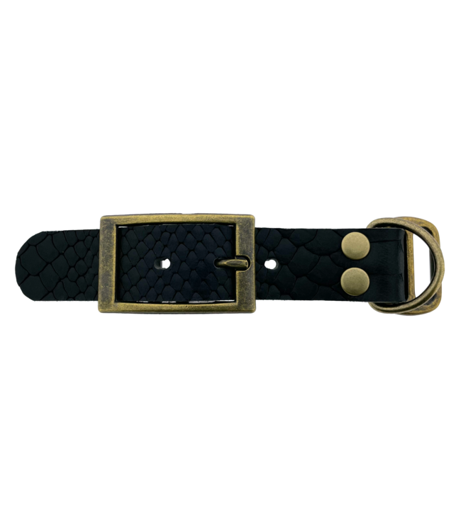 Adaptateur en cuir de buffle 25MM Motif serpent Noir/Bronze antique
