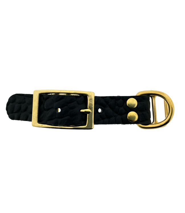 Adaptateur en cuir de buffle 25MM Croco motif Noir/Brass