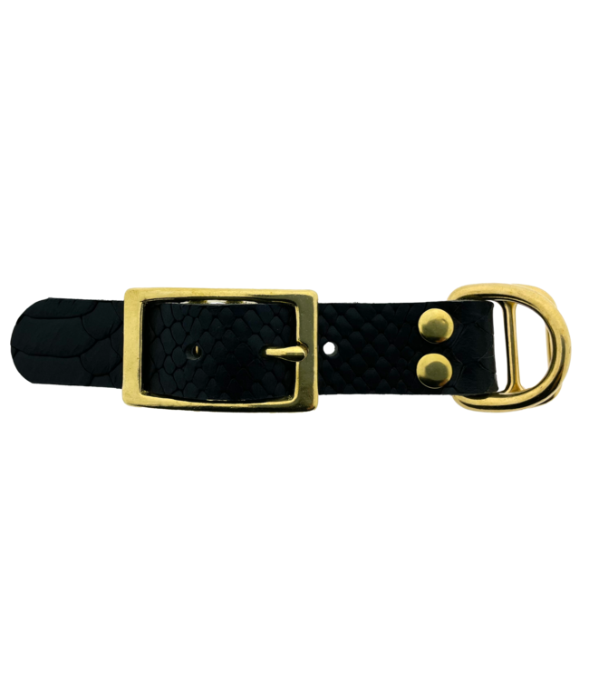 Adaptateur en cuir de buffle 25MM Motif serpent Noir/Brass