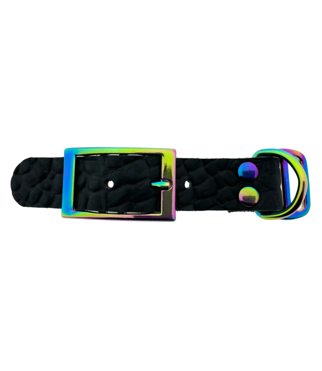 Adaptateur en cuir de buffle 25MM Croco motif Noir/Neo-Chrome