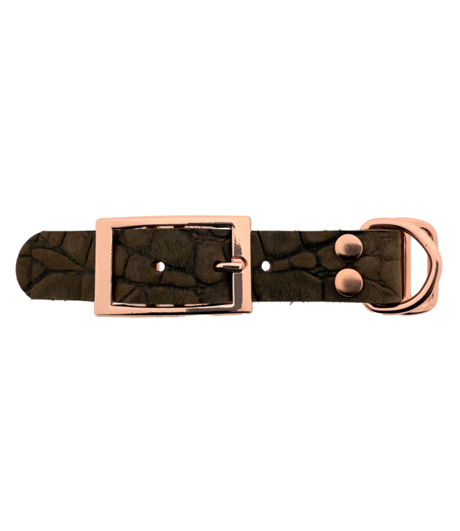 Adaptateur en cuir de buffle 25MM Croco motif Marron/Or Rose