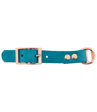 123Paracord Adaptateur en cuir de buffle 19MM Turquoise/Or Rose