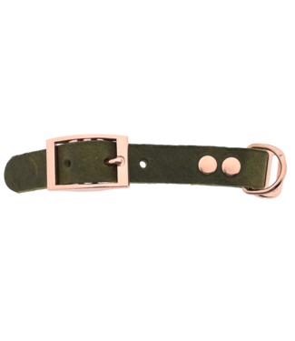 123Paracord Adaptateur en cuir de buffle 19MM Military olive/Or Rose