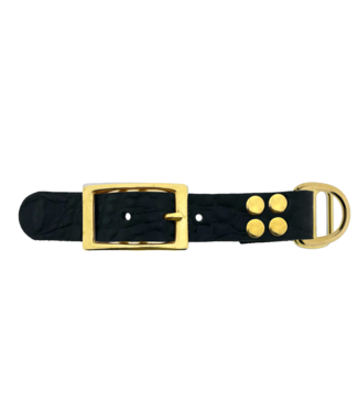 123Paracord Adaptateur en cuir de buffle 25MM Croco motif Noir/Brass