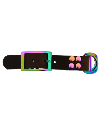 123Paracord Adaptateur en cuir gras 25MM Marron/Neo-Chrome