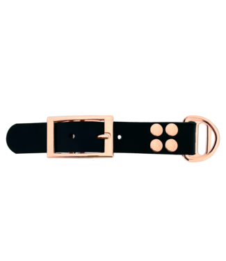123Paracord Adaptateur en cuir gras 25MM Noir/Or Rose