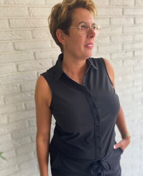 Mi Piace BLOUSE TRAVELSTOF 202299 BLACK