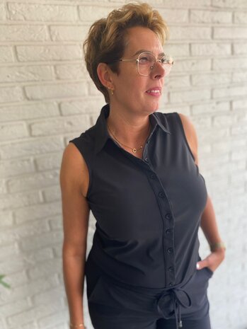 Mi Piace BLOUSE TRAVELSTOF 202299 BLACK