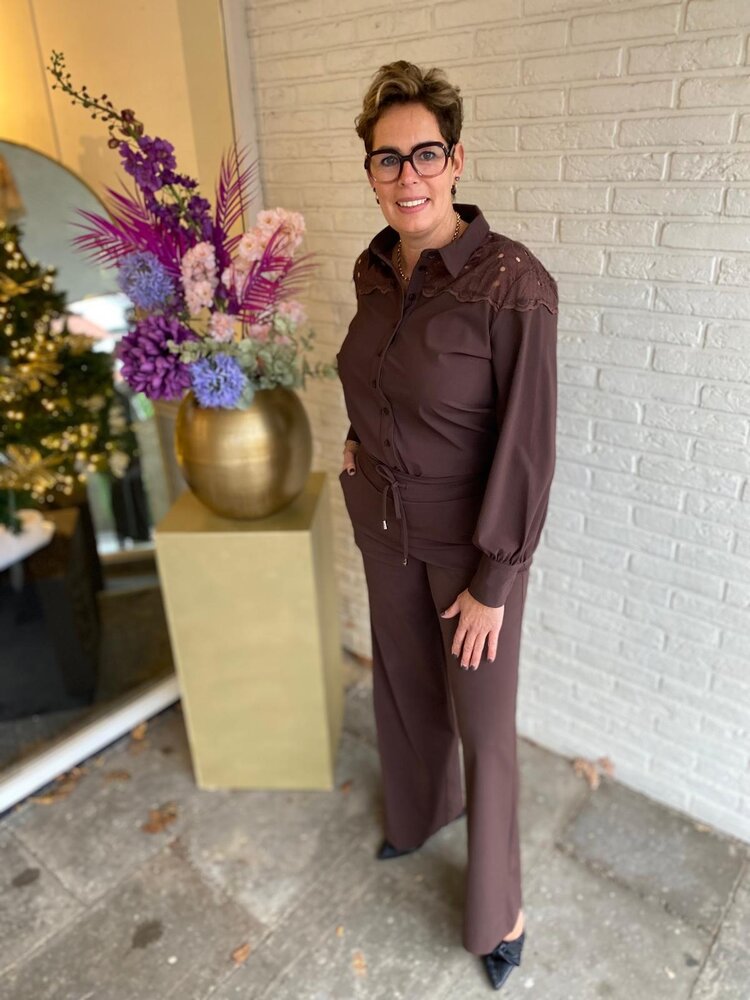 Mi Piace BLOUSE TRAVELSTOF 202435 BROWN