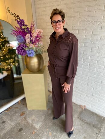 Mi Piace BLOUSE TRAVELSTOF 202435 BROWN