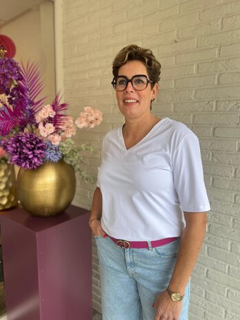 Mi Piace T-SHIRT V HALS 202271 WHITE