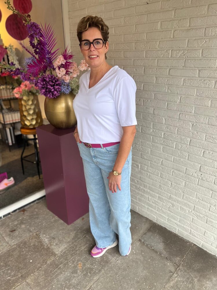 Mi Piace T-SHIRT V HALS 202271 WHITE