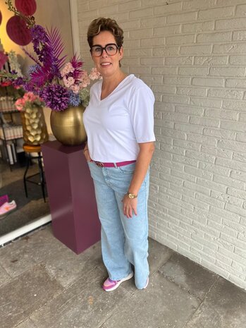 Mi Piace T-SHIRT V HALS 202271 WHITE