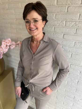 Mi Piace BLOUSE TRAVELSTOF 202509 TAUPE