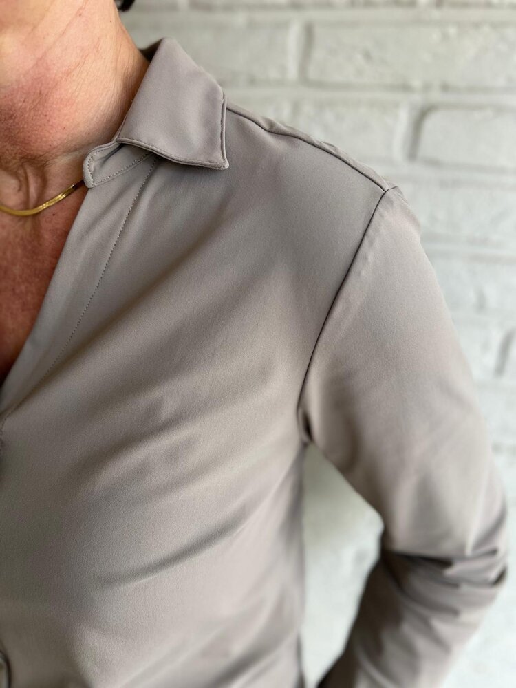 Mi Piace BLOUSE TRAVELSTOF 202509 TAUPE