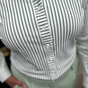 Mi Piace BLOUSE TRAVELSTOF 60840 LILYPAD/OFFWHITE STRIPE PRINT Mi Piace BLOUSE TRAVELSTOF 60840 LILYPAD/OFFWHITE STRIPE PRINT